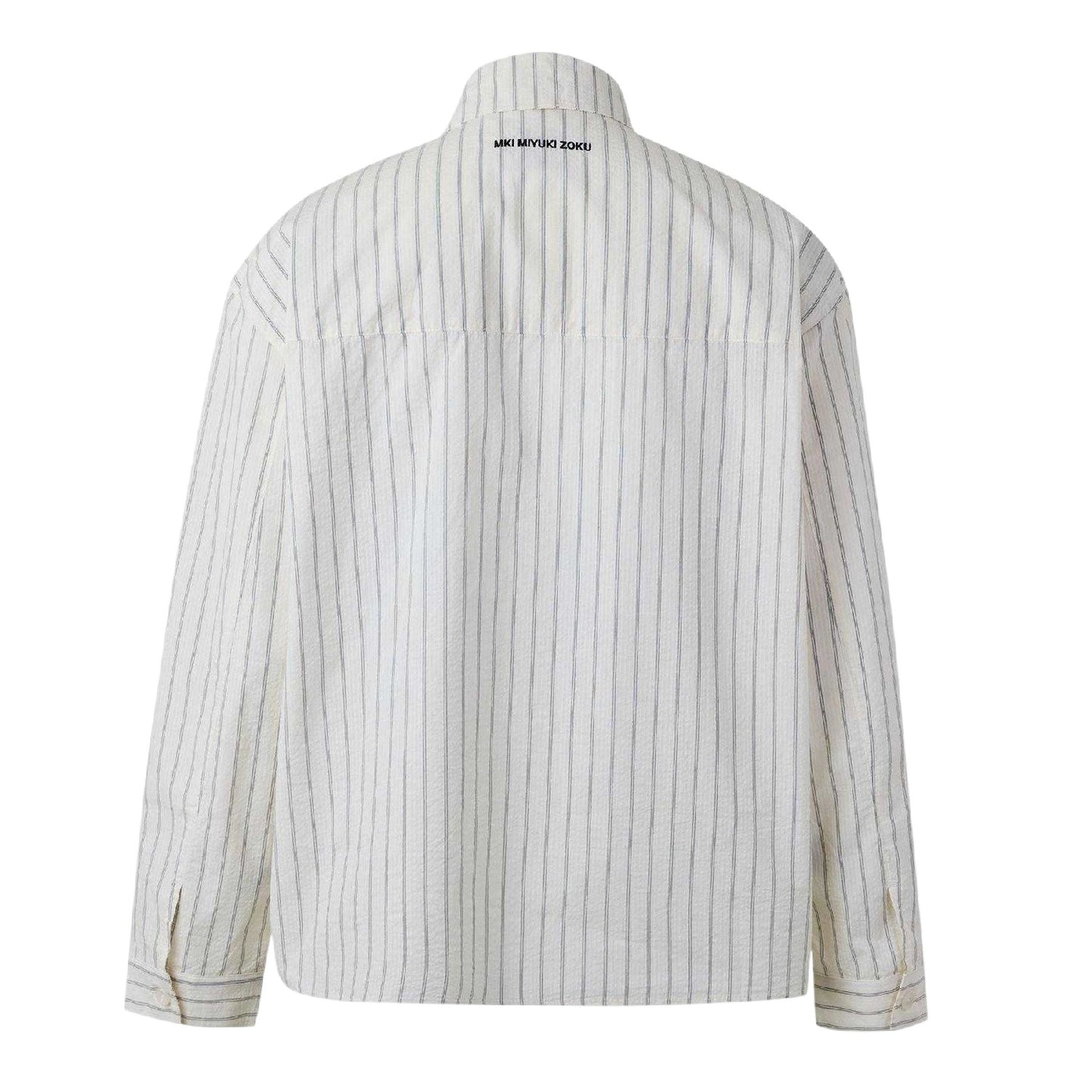 Off White - Back - MKI MIYUKI ZOKU Mens Striped Shirt