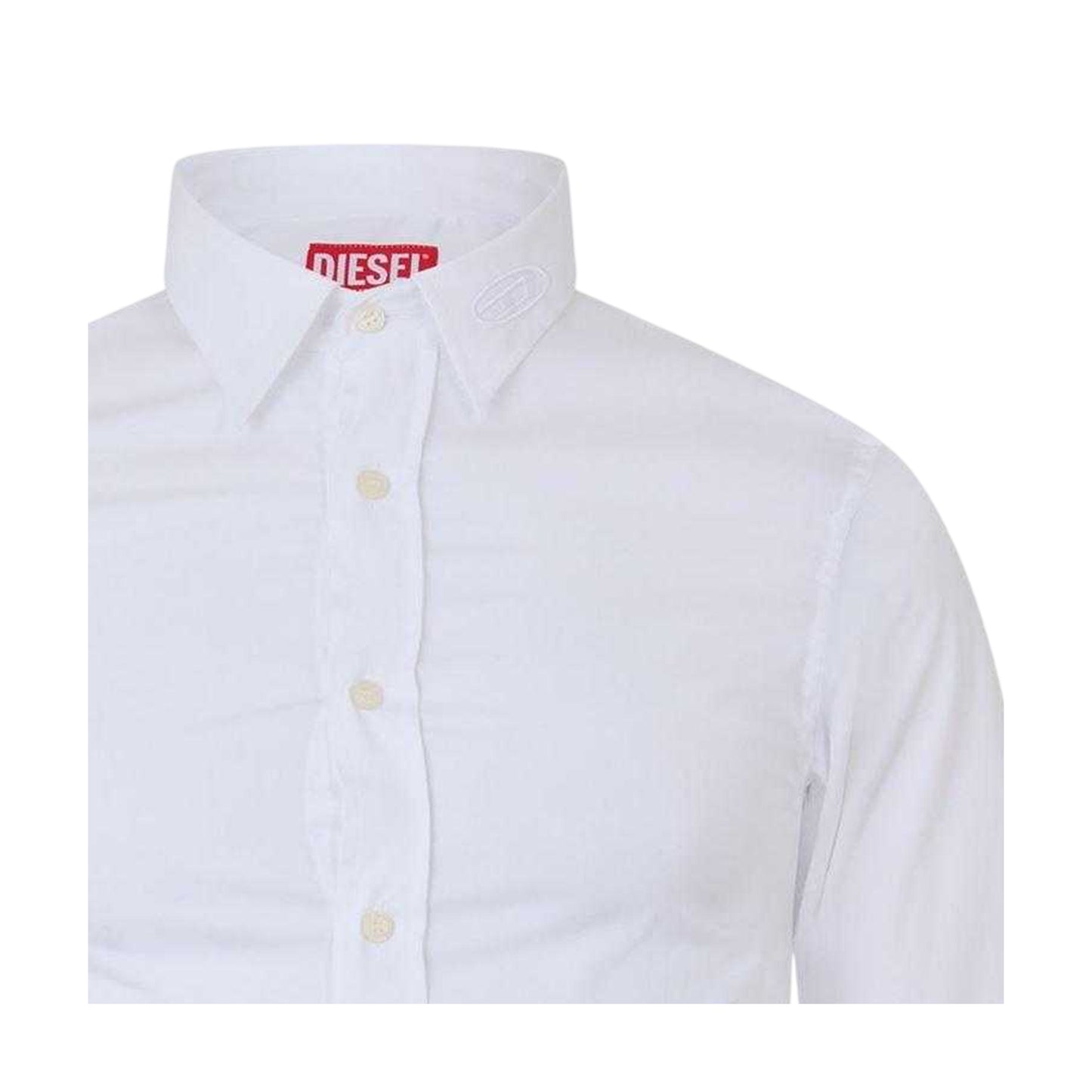 Bright White - Side - Diesel Mens Benny Plain Long-Sleeved Shirt