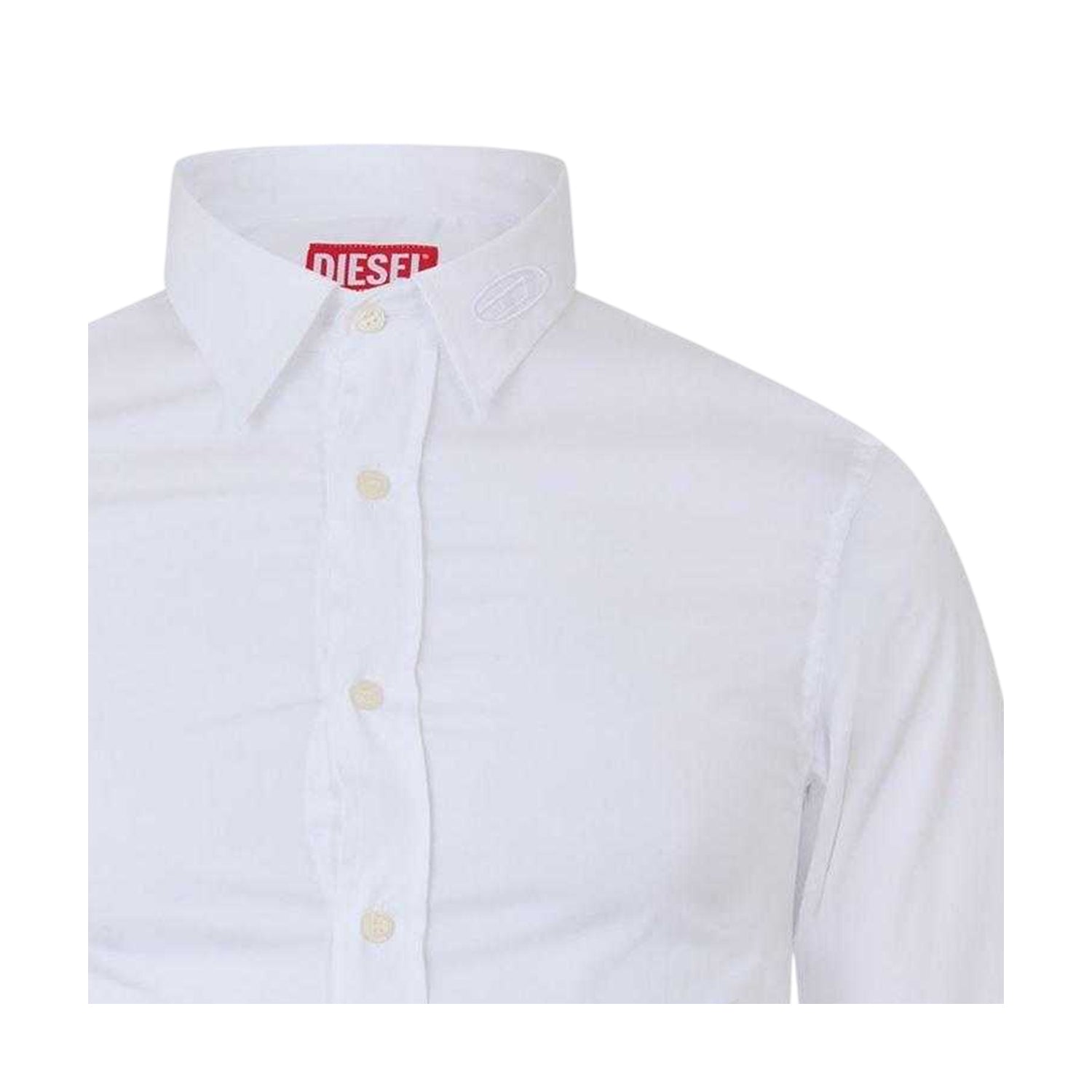 Bright White - Side - Diesel Mens Benny Plain Long-Sleeved Shirt