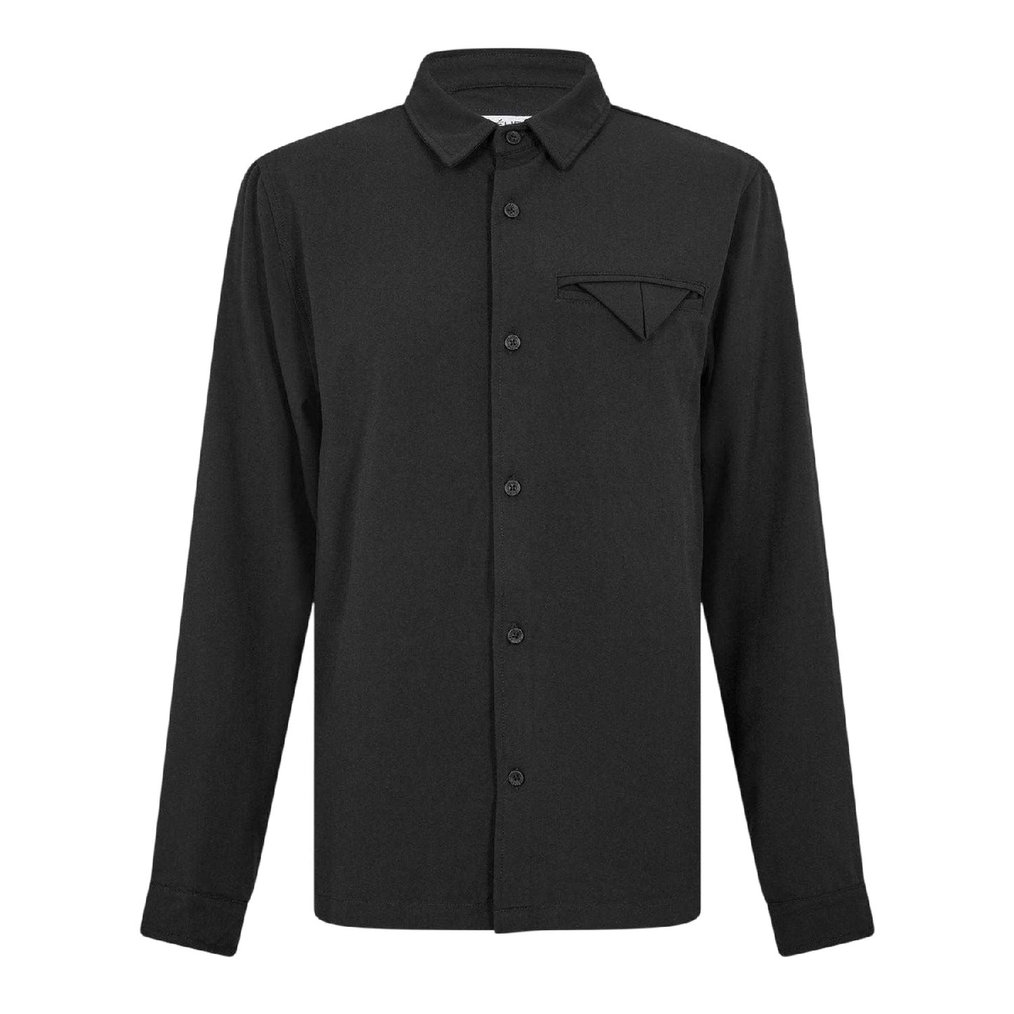 Black - Front - Belier Mens Chest Pocket Long-Sleeved Shirt