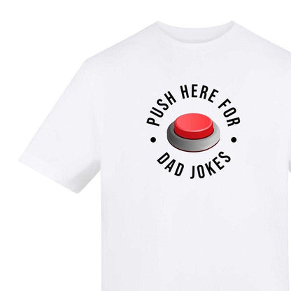 White - Side - AWD Mens Push Here For Dad Jokes T-Shirt