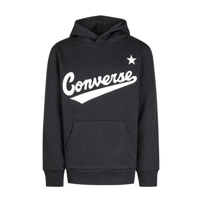 Black - Front - Converse Childrens-Kids Logo Pullover Hoodie