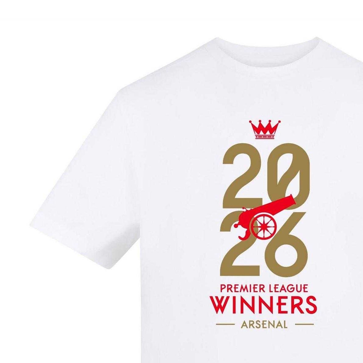 White - Side - AWD Unisex Adult Premier League 2026 Winners Arsenal FC T-Shirt