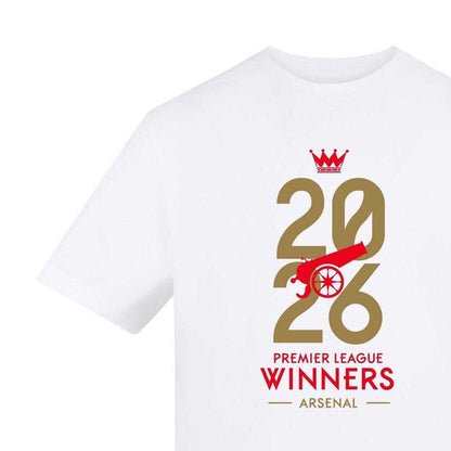 White - Side - AWD Unisex Adult Premier League 2026 Winners Arsenal FC T-Shirt