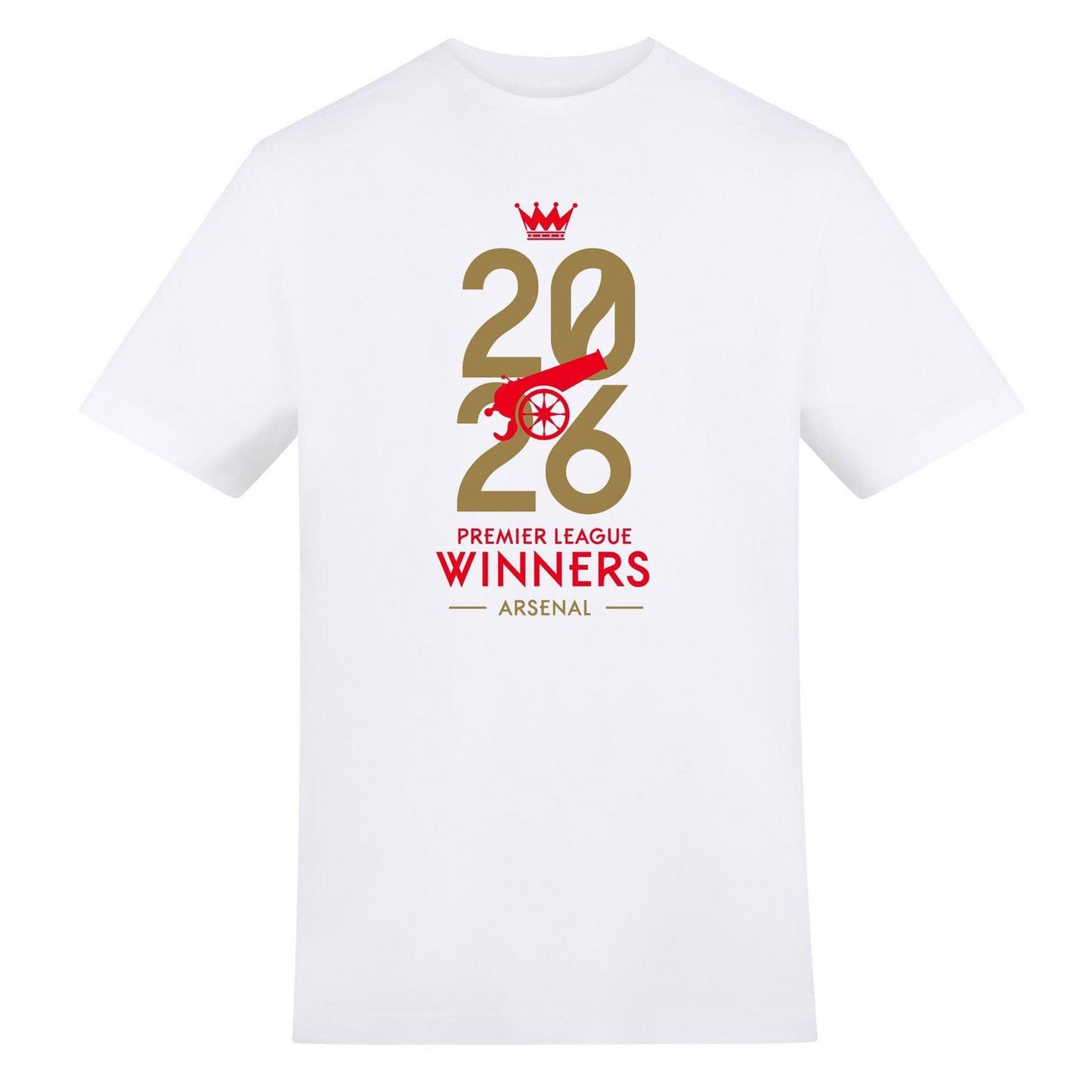 White - Front - AWD Unisex Adult Premier League 2026 Winners Arsenal FC T-Shirt