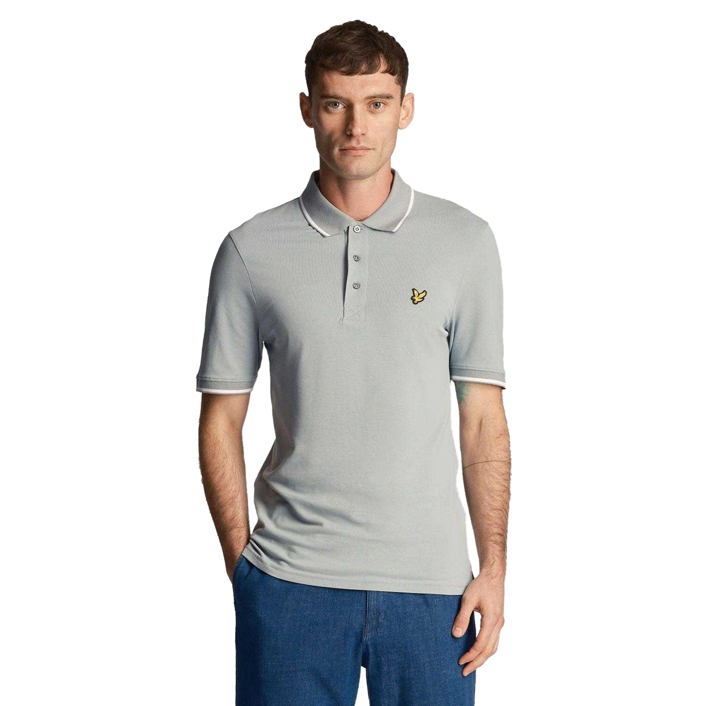 Blue - Side - Lyle & Scott Mens Tipped Polo Shirt