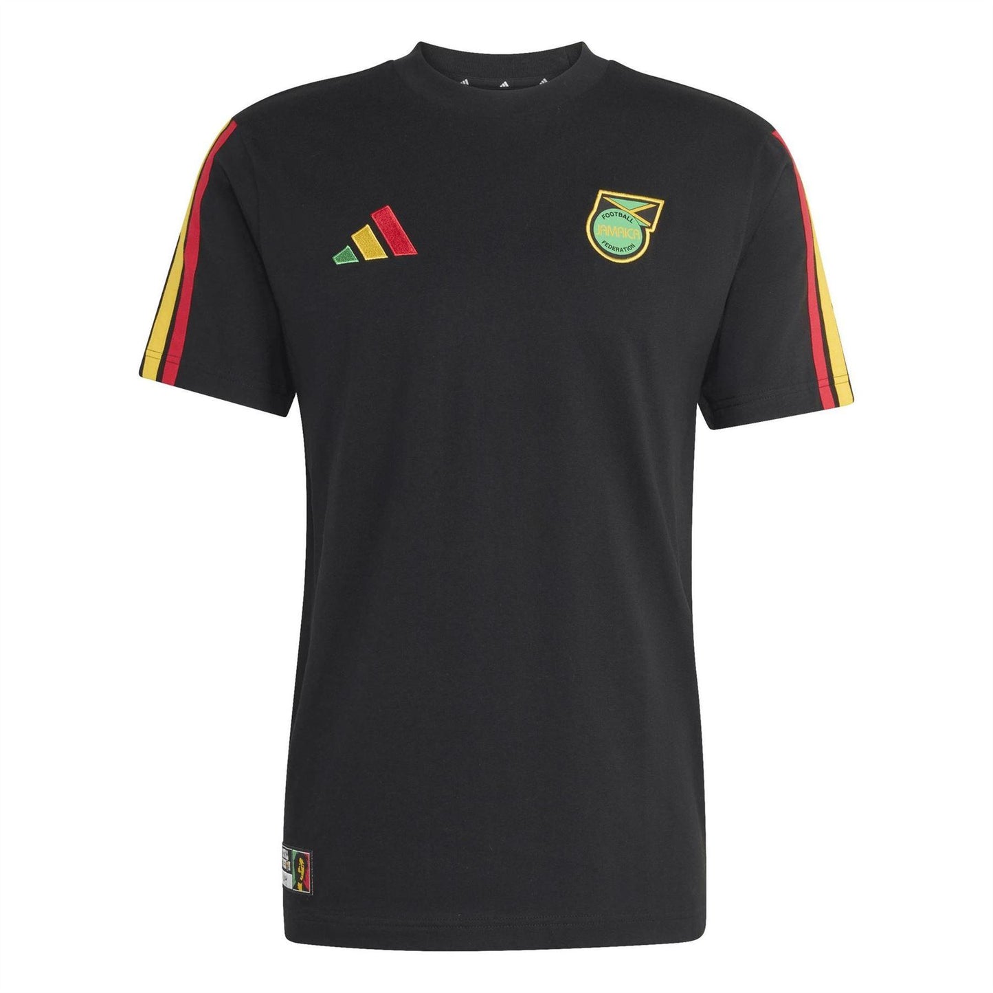 Black-Yellow - Front - Adidas Mens Bob Marley Jamaica T-Shirt