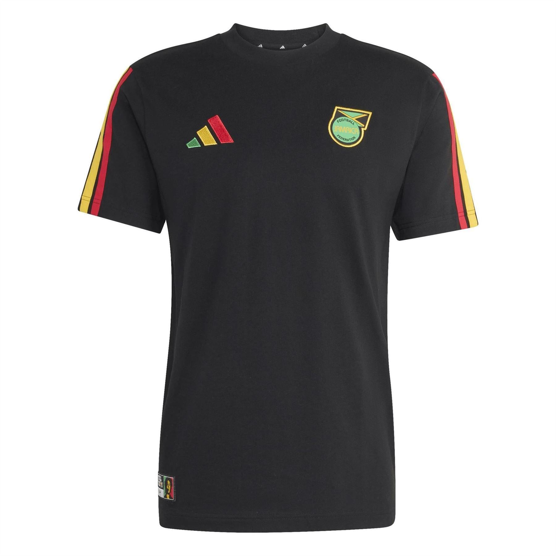 Black-Yellow - Front - Adidas Mens Bob Marley Jamaica T-Shirt