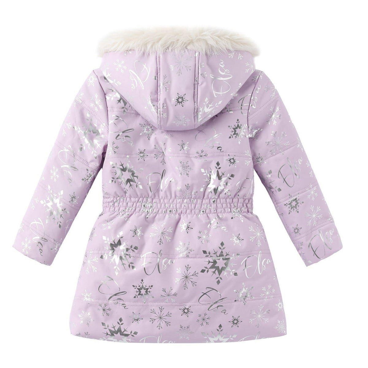 Lilac-Silver - Back - Frozen Girls Elsa Snowflake Hooded Parka