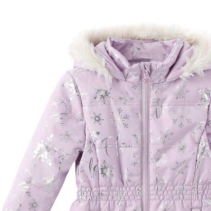 Lilac-Silver - Side - Frozen Girls Elsa Snowflake Hooded Parka
