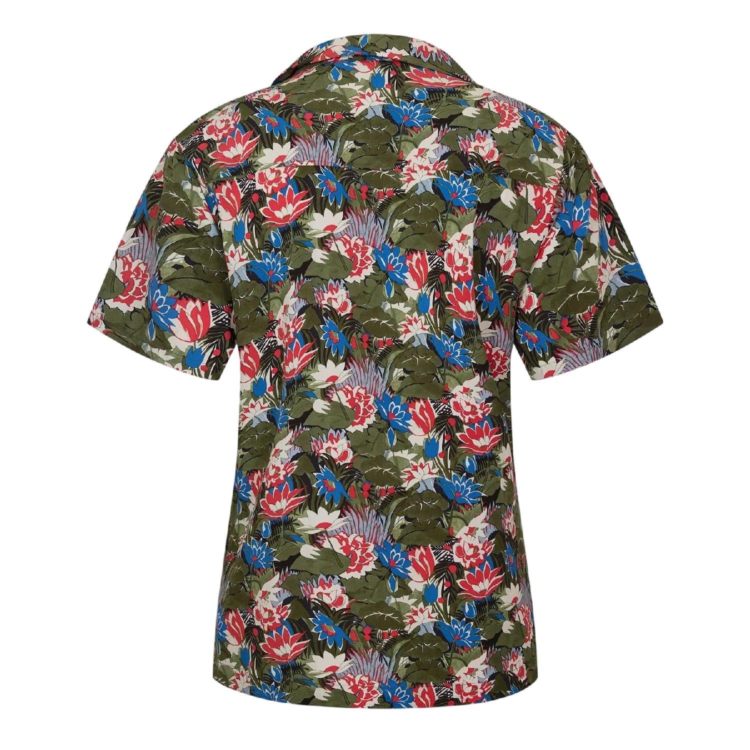 Light Green - Back - Boss Mens Floral Pattern Short-Sleeved Shirt