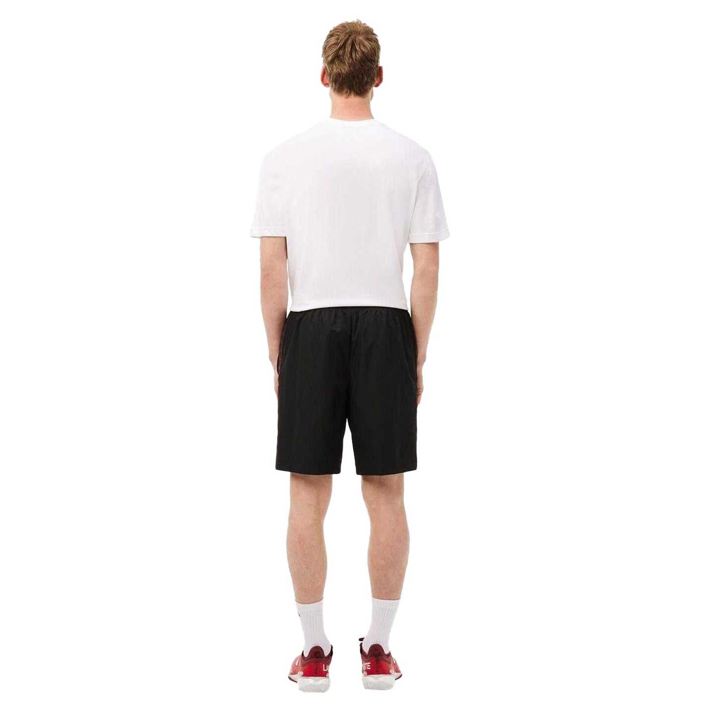 Black - Back - Lacoste Mens Diamond Taffeta Tennis Shorts