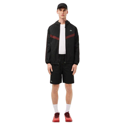 Black - Side - Lacoste Mens Diamond Taffeta Tennis Shorts