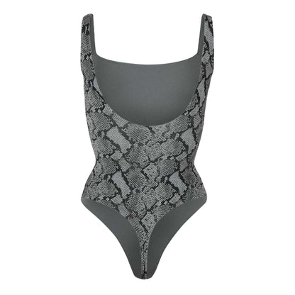 Shadow - Back - Skims Womens-Ladies Snake Print Square Neck Bodysuit