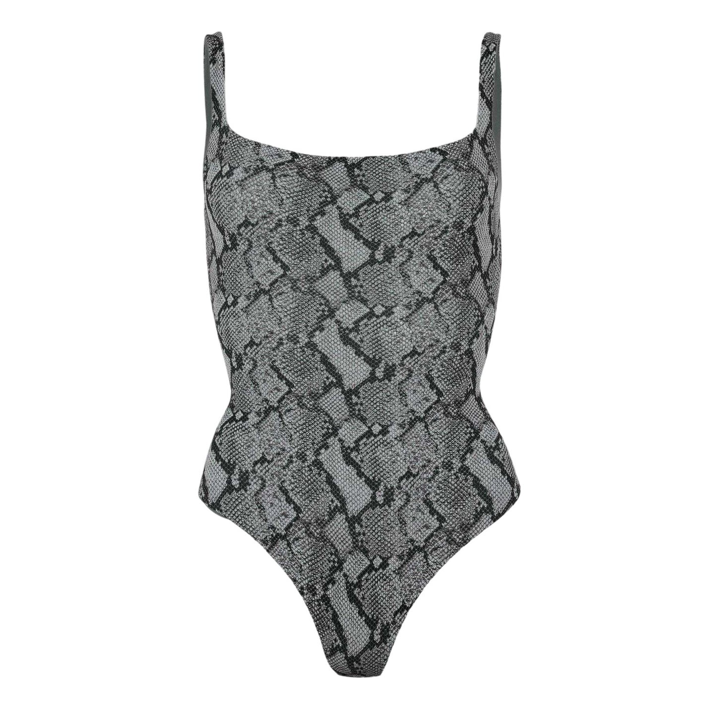 Shadow - Front - Skims Womens-Ladies Snake Print Square Neck Bodysuit