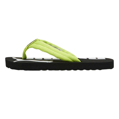 Lime Green-Black-White - Back - Puma Childrens-Kids Epic Flip v2 Flat Flip Flops