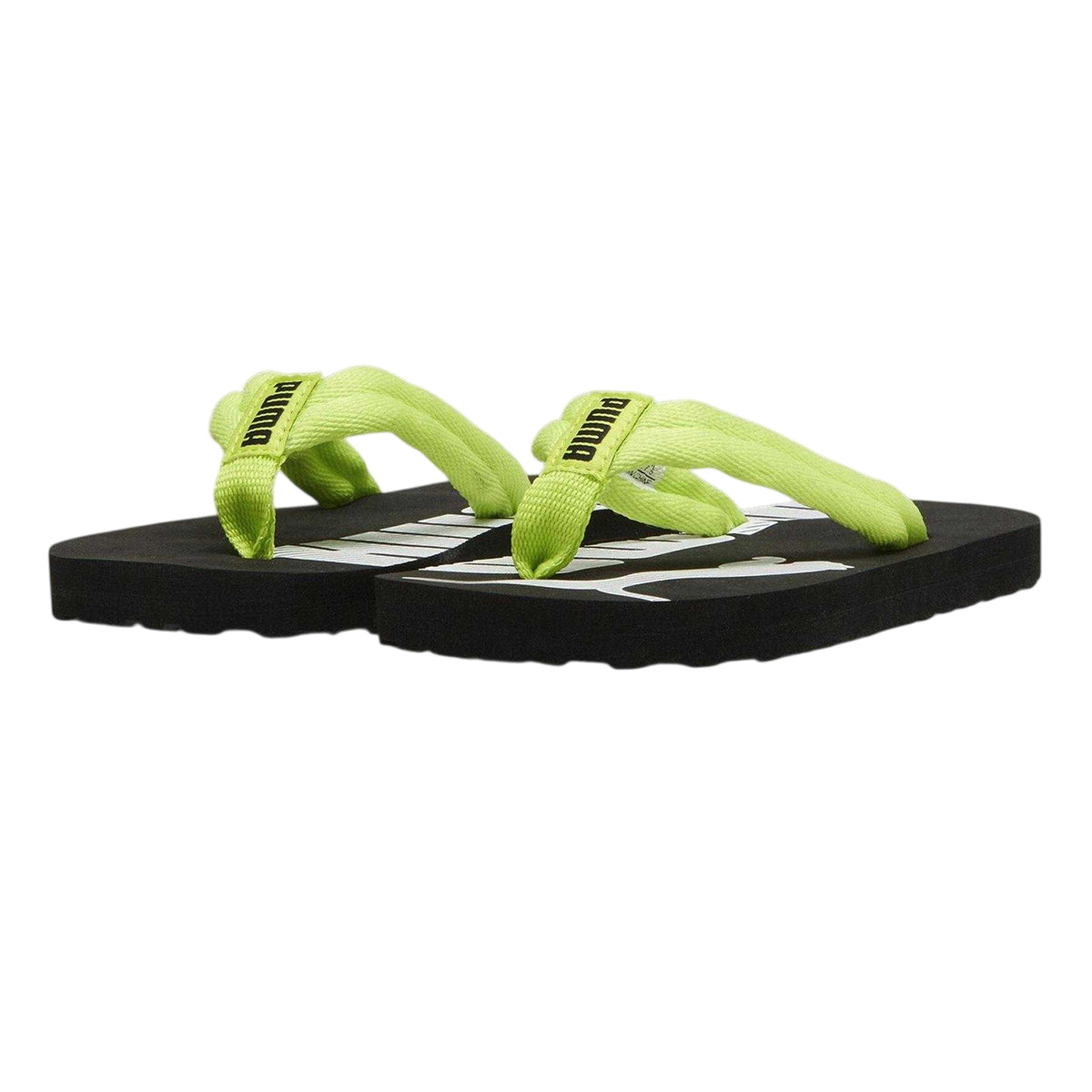 Lime Green-Black-White - Lifestyle - Puma Childrens-Kids Epic Flip v2 Flat Flip Flops