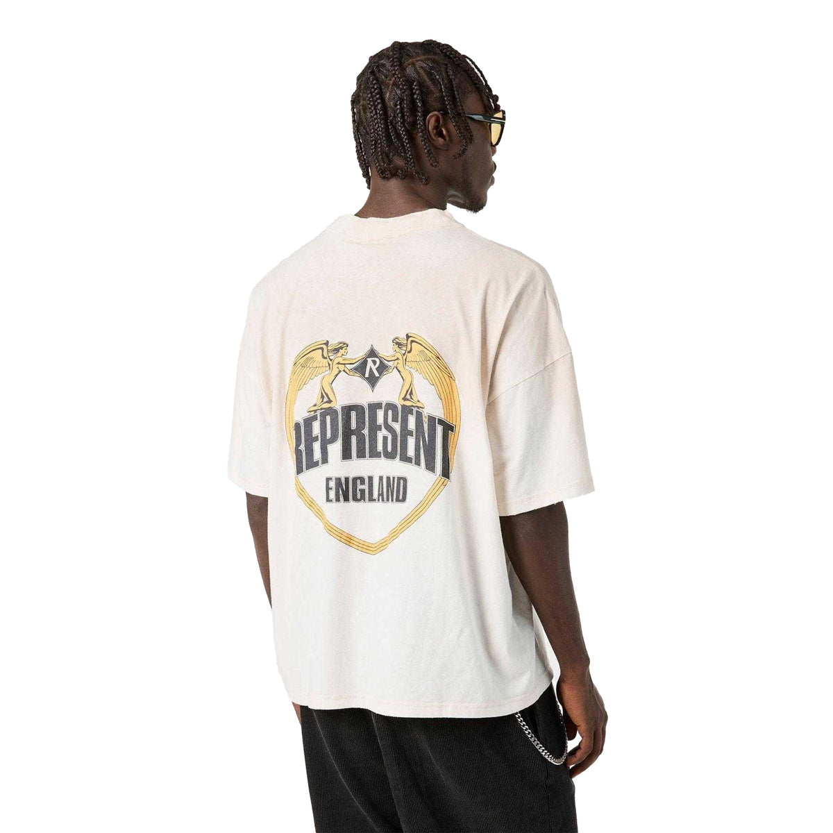 Washed-Ecru - Pack Shot - Represent Mens Angel Oversized T-Shirt