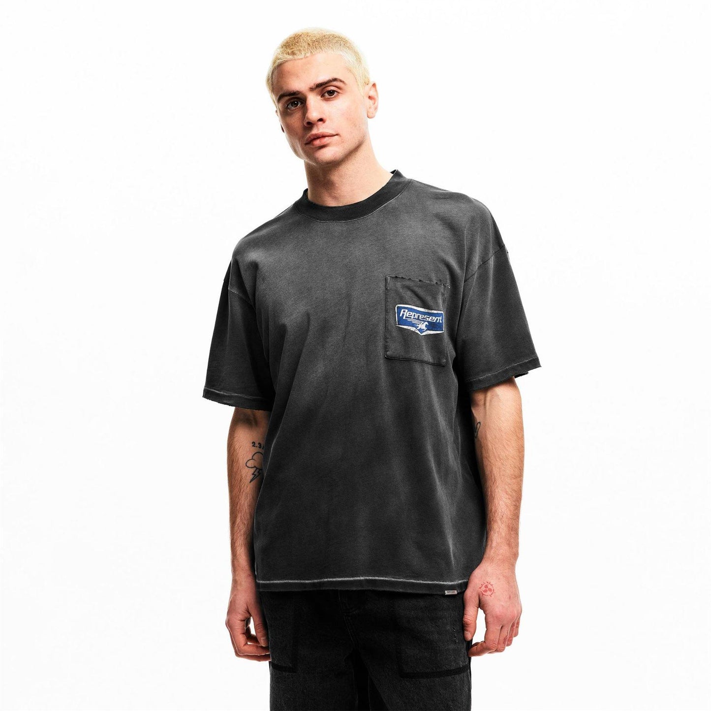 Black - Side - Represent Mens Graphic Print Oversized T-Shirt