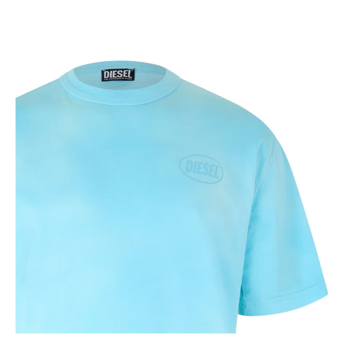 Blue - Side - Diesel Mens Logo Washed T-Shirt
