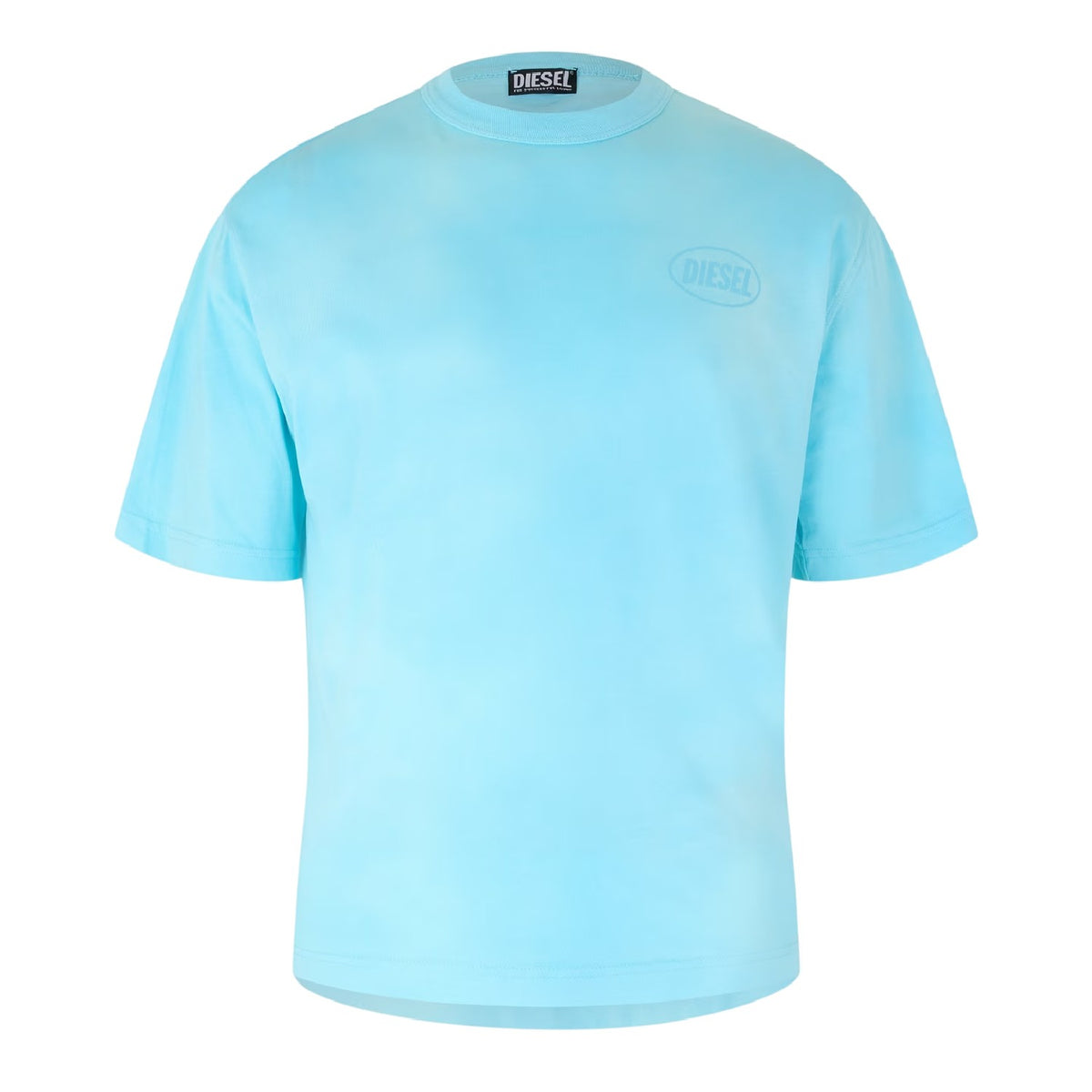 Blue - Front - Diesel Mens Logo Washed T-Shirt