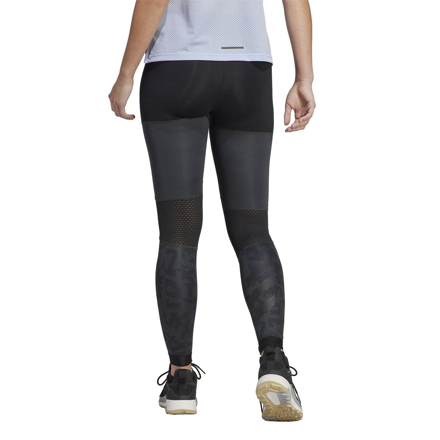 Carbon - Back - Adidas Womens-Ladies Agravic Trail Logo Running Tights