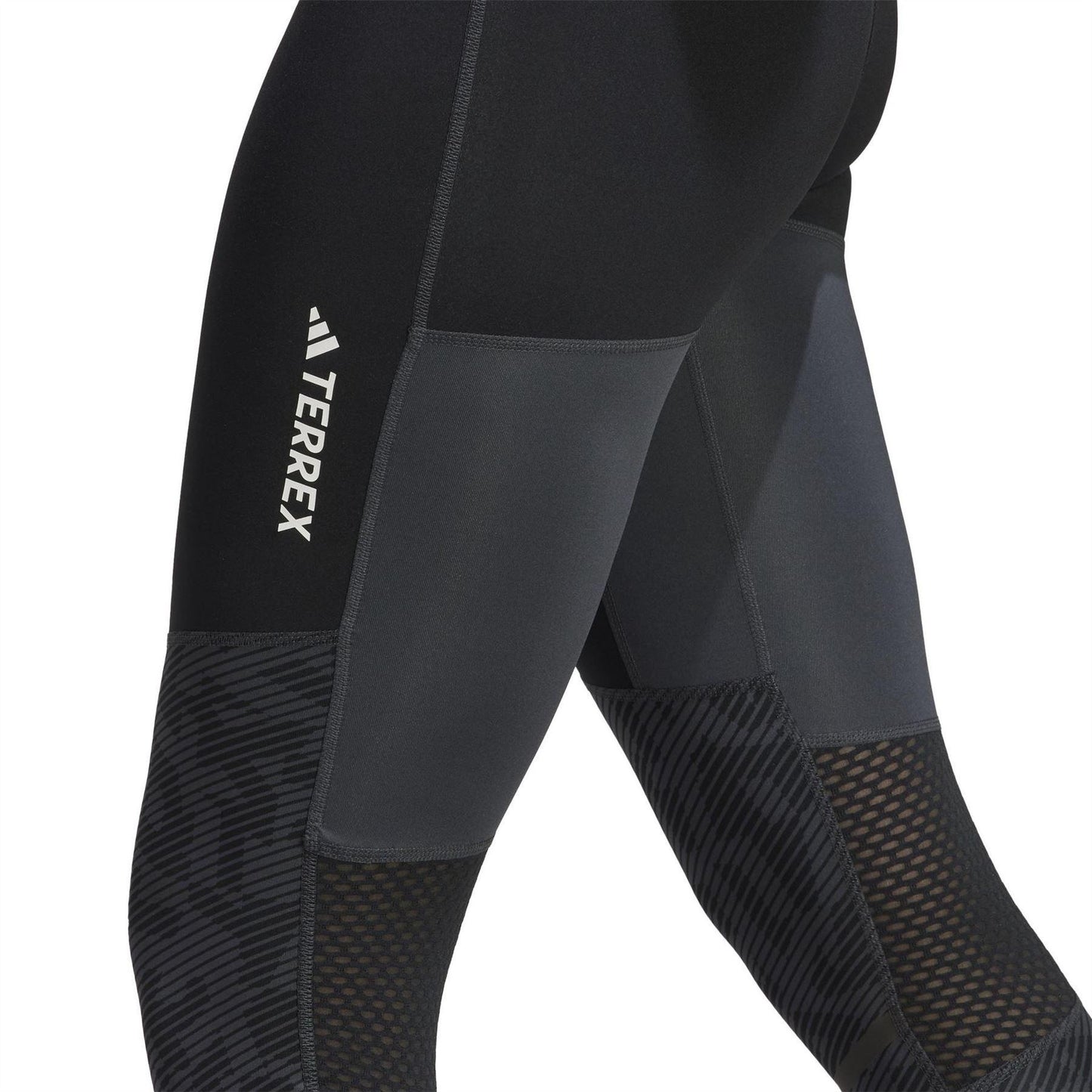 Carbon - Side - Adidas Womens-Ladies Agravic Trail Logo Running Tights
