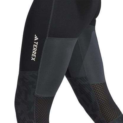 Carbon - Side - Adidas Womens-Ladies Agravic Trail Logo Running Tights