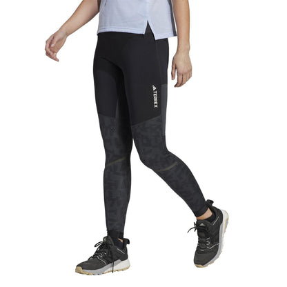 Carbon - Pack Shot - Adidas Womens-Ladies Agravic Trail Logo Running Tights