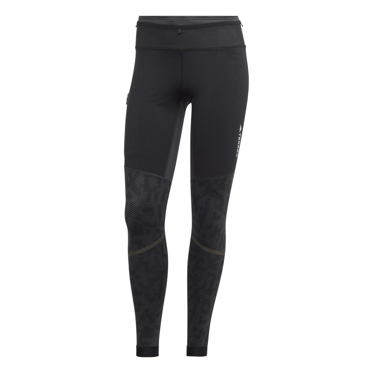 Carbon - Front - Adidas Womens-Ladies Agravic Trail Logo Running Tights
