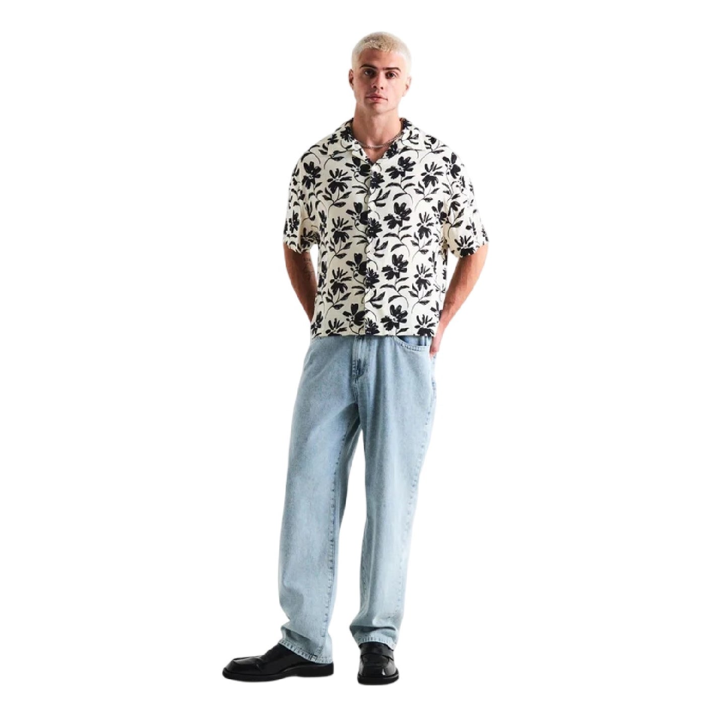 Raw - Lifestyle - MKI MIYUKI ZOKU Mens Floral Relaxed Fit Short-Sleeved Bowling Shirt