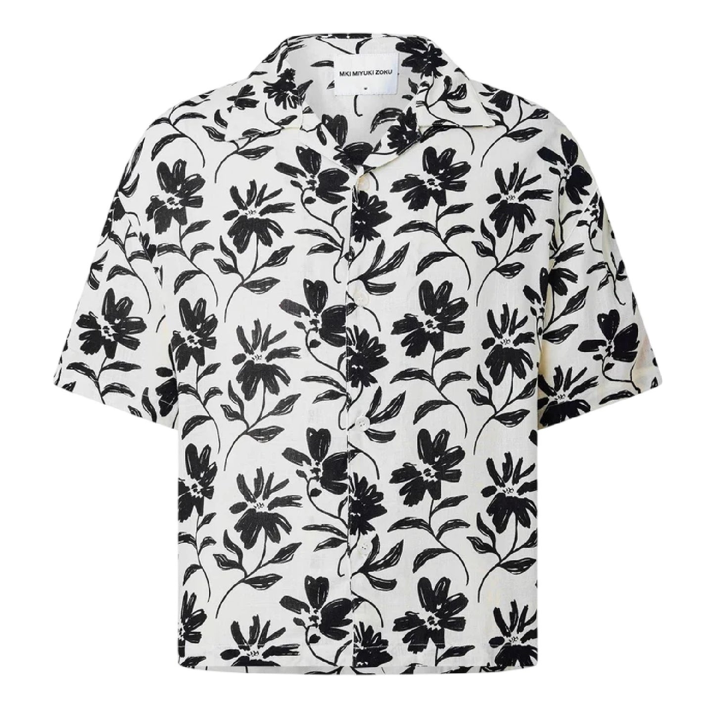 Raw - Front - MKI MIYUKI ZOKU Mens Floral Relaxed Fit Short-Sleeved Bowling Shirt