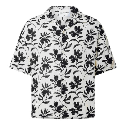 Raw - Front - MKI MIYUKI ZOKU Mens Floral Relaxed Fit Short-Sleeved Bowling Shirt