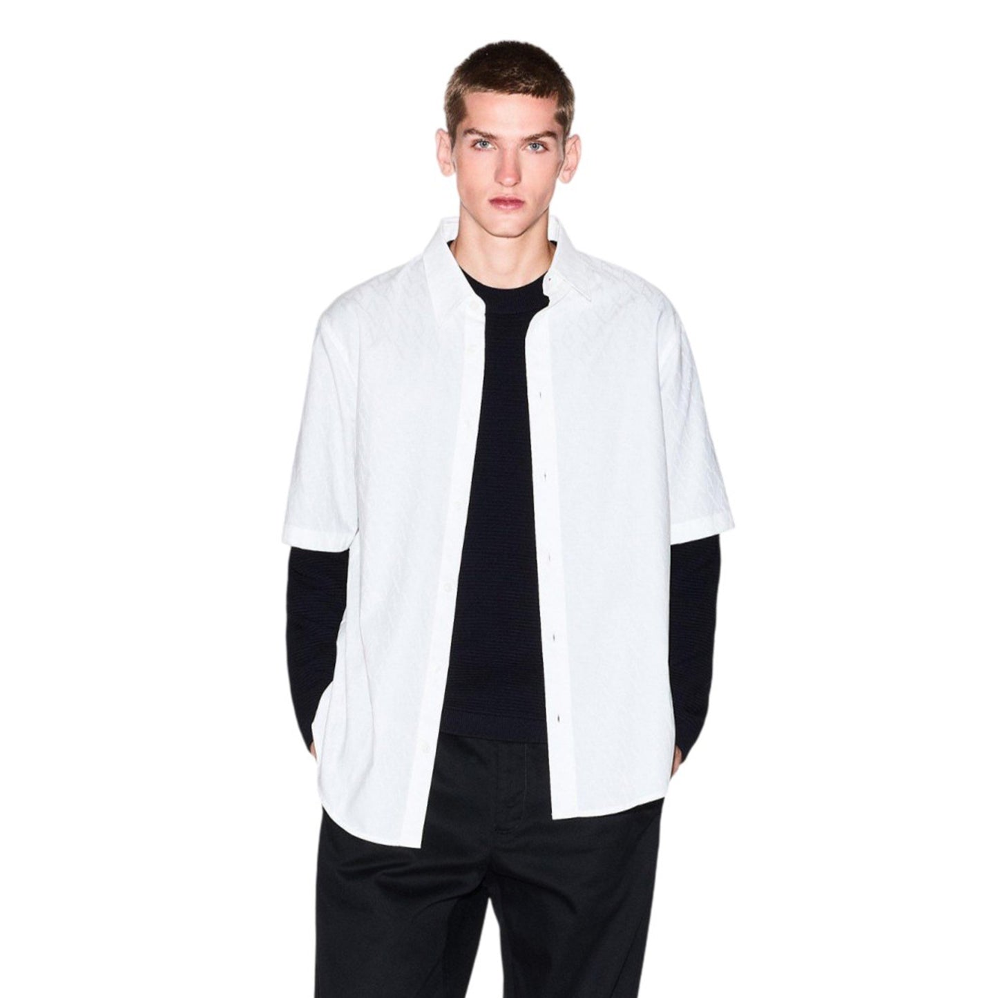 Off White - Side - Armani Exchange Mens Plain Shirt