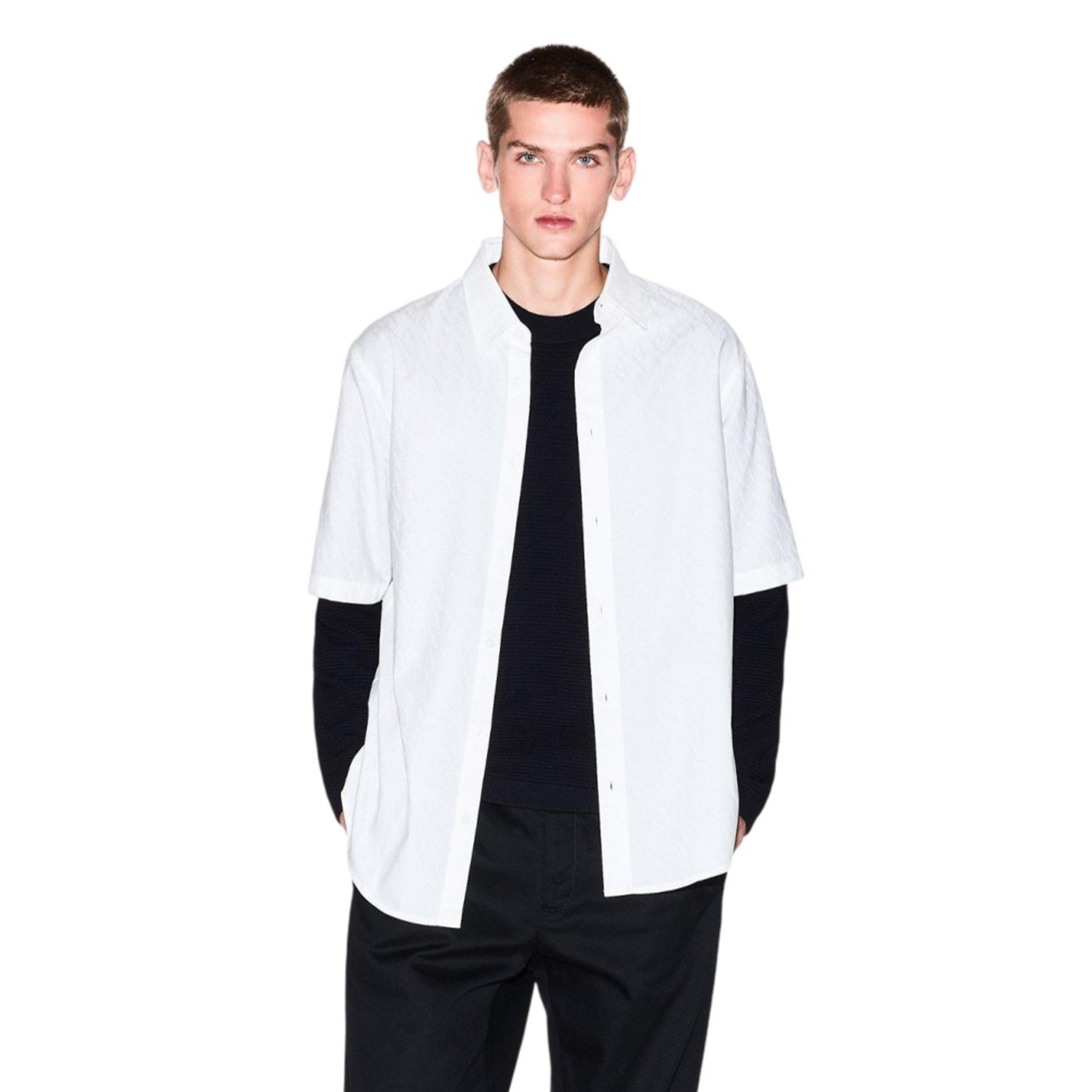 Off White - Side - Armani Exchange Mens Plain Shirt