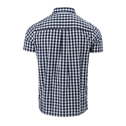 Navy-White - Back - Lee Cooper Mens Gingham Check Short-Sleeved Shirt