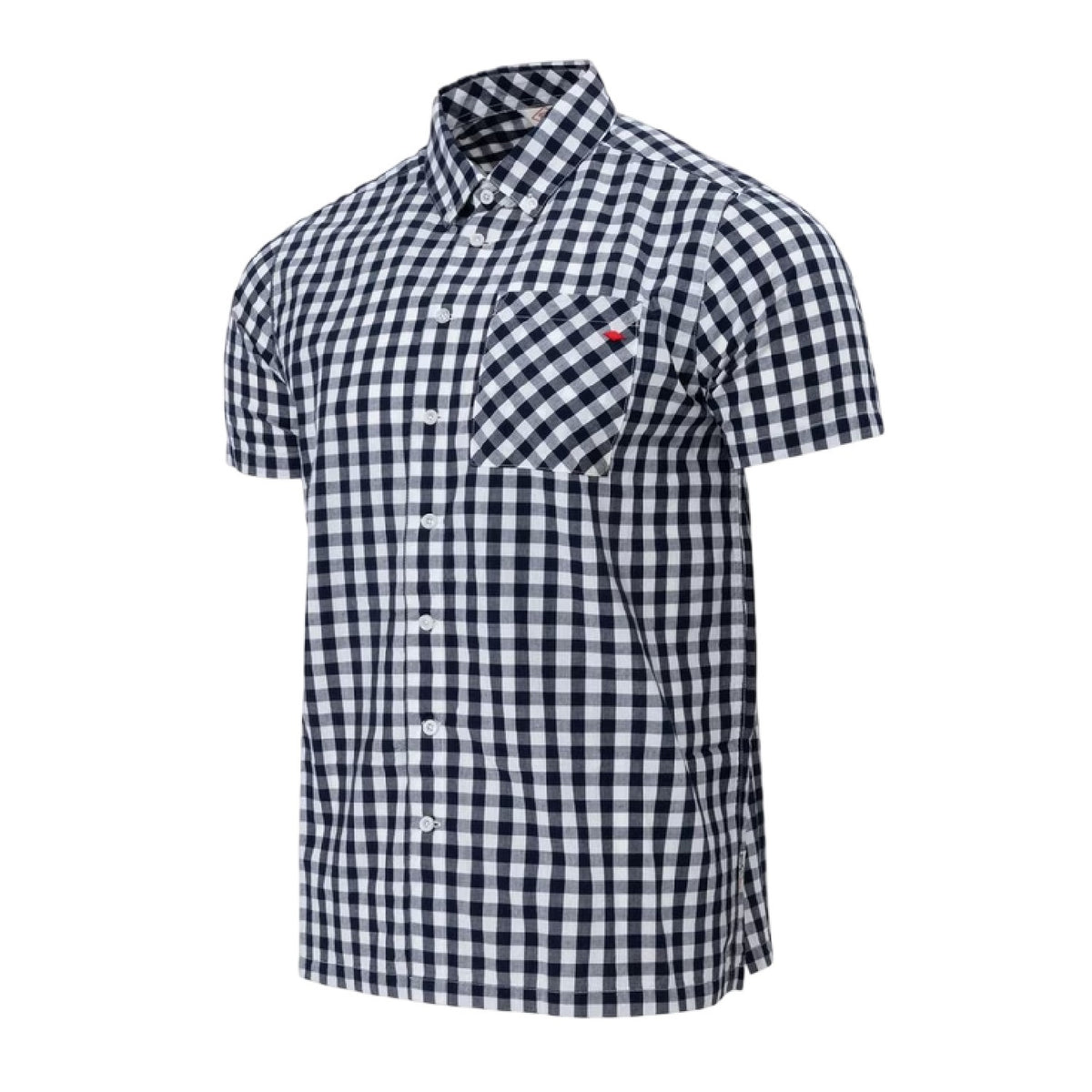 Navy-White - Side - Lee Cooper Mens Gingham Check Short-Sleeved Shirt