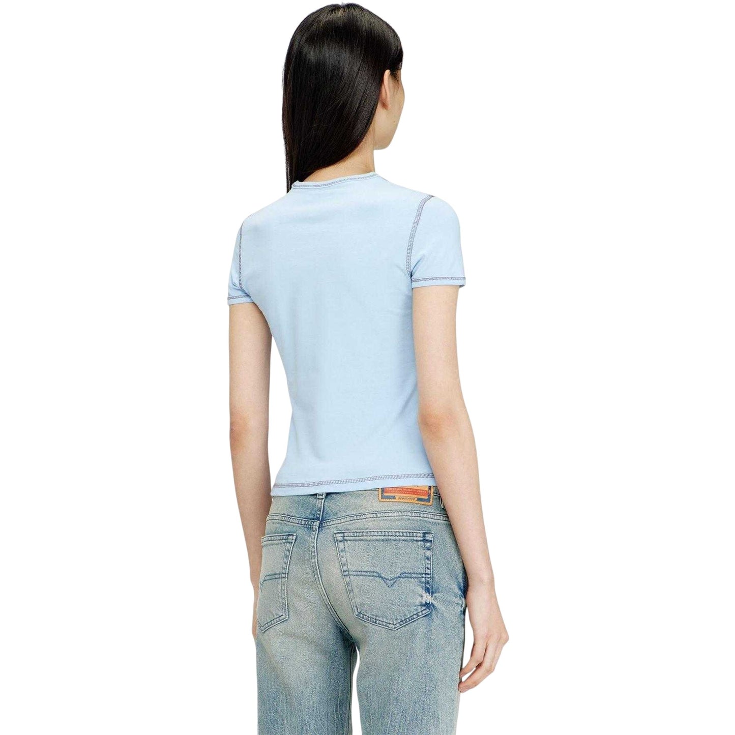 Blue - Back - Diesel Womens-Ladies Glow Logo T-Shirt