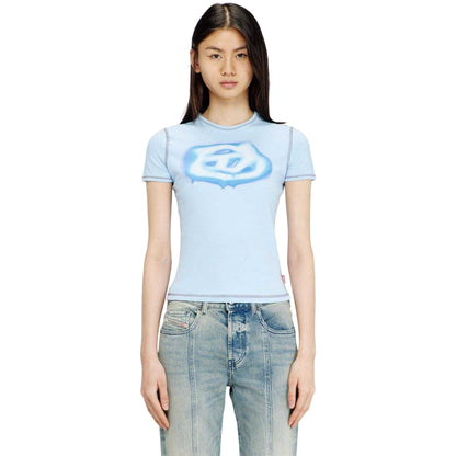Blue - Side - Diesel Womens-Ladies Glow Logo T-Shirt