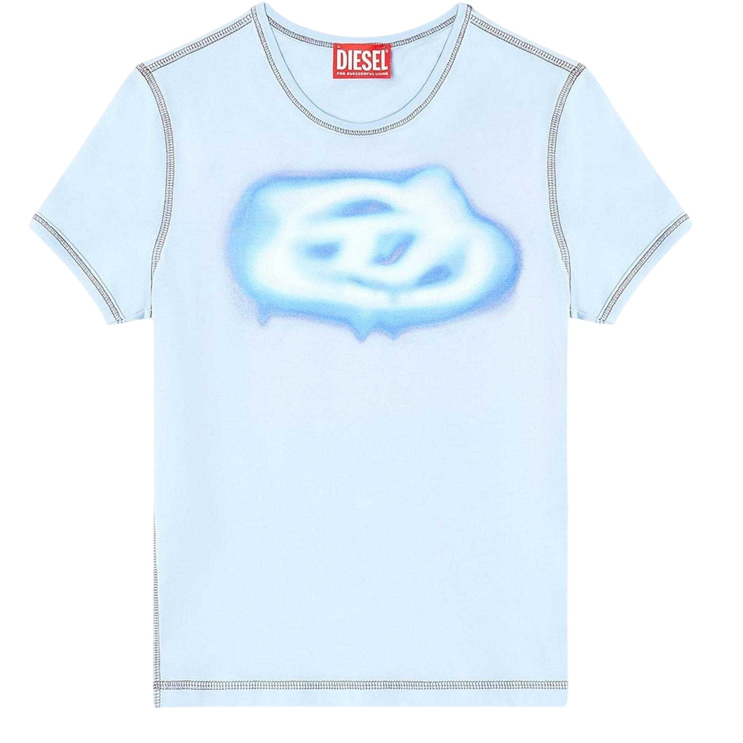 Blue - Front - Diesel Womens-Ladies Glow Logo T-Shirt
