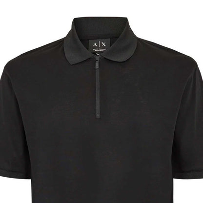 Black - Side - Armani Exchange Mens Short-Sleeved Polo Shirt