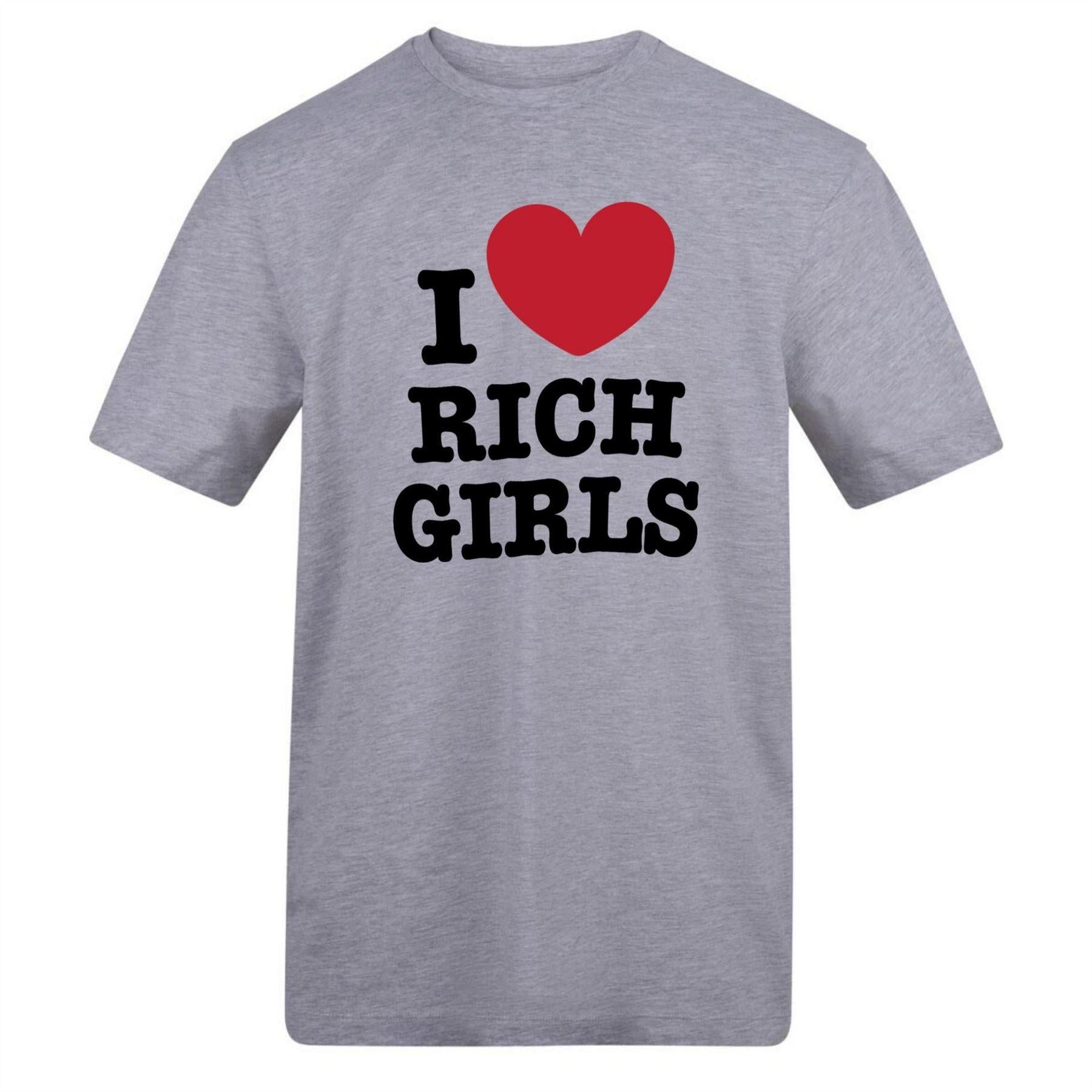 Grey - Front - AWD Mens I Love Rich Girls T-Shirt