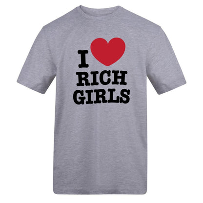 Grey - Front - AWD Mens I Love Rich Girls T-Shirt