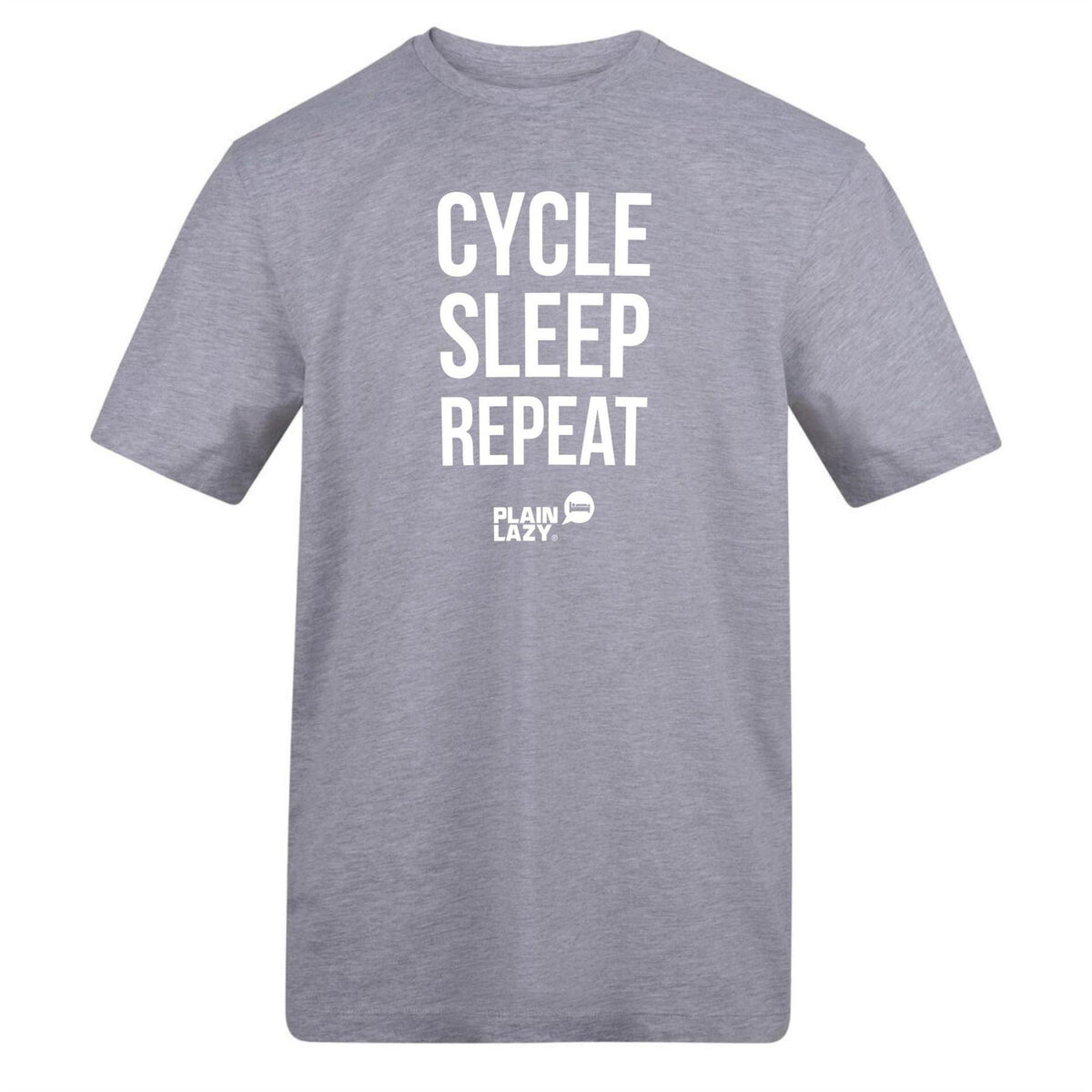 Grey - Front - Plain Lazy Mens Cycle Sleep Repeat Printed T-Shirt