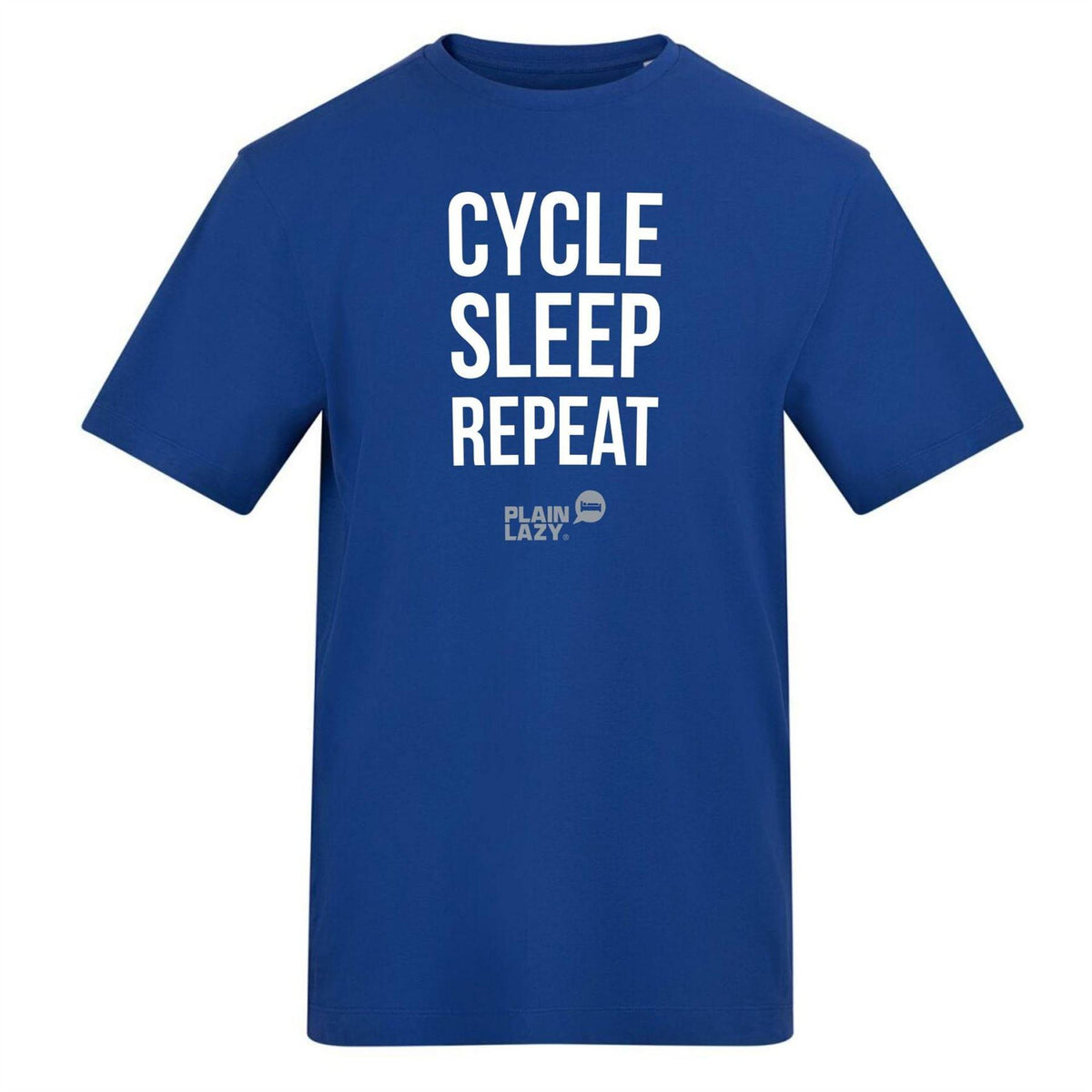 Blue - Front - Plain Lazy Mens Cycle Sleep Repeat Printed T-Shirt