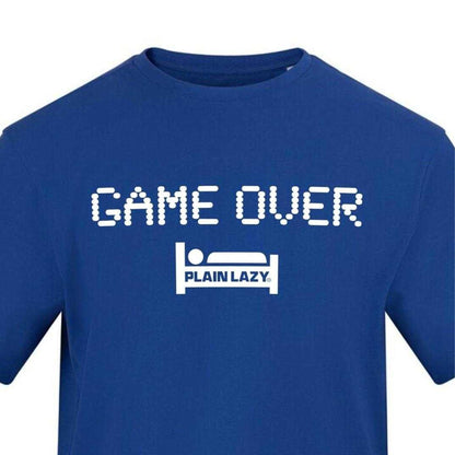 Blue - Side - Plain Lazy Mens Game Over Graphic Print T-Shirt
