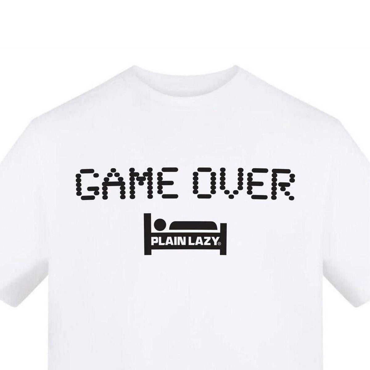 White - Side - Plain Lazy Mens Game Over Graphic Print T-Shirt