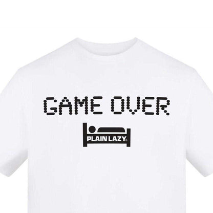 White - Side - Plain Lazy Mens Game Over Graphic Print T-Shirt