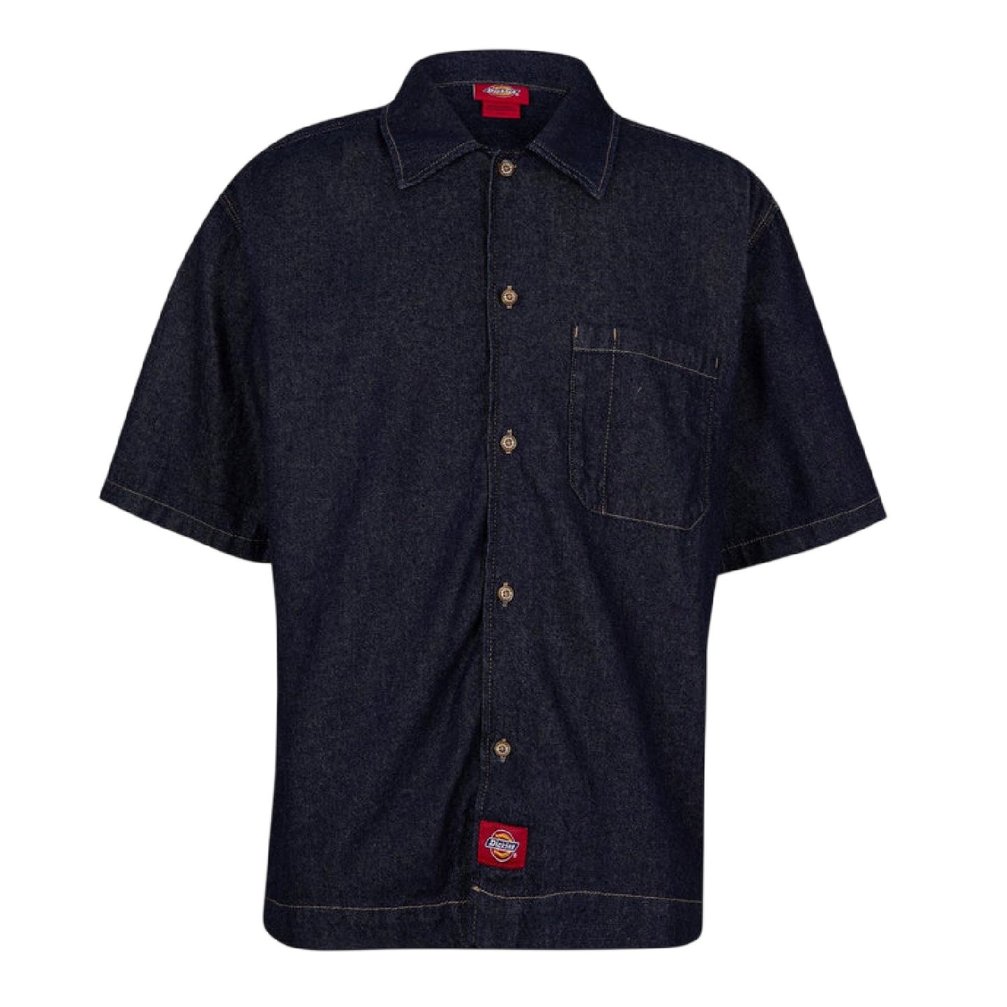 Rinsed - Front - Dickies Mens Denim Short-Sleeved Shirt