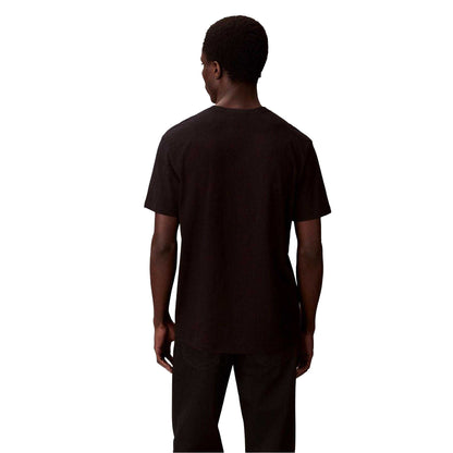 Black-White - Back - Calvin Klein Mens Micro Logo T-Shirt (Pack of 2)